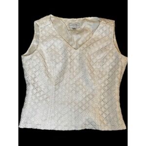 Tahari Arthur S. Levine Petite 6P Sleeveless‎ Textured Tank Top Women's Side Zip